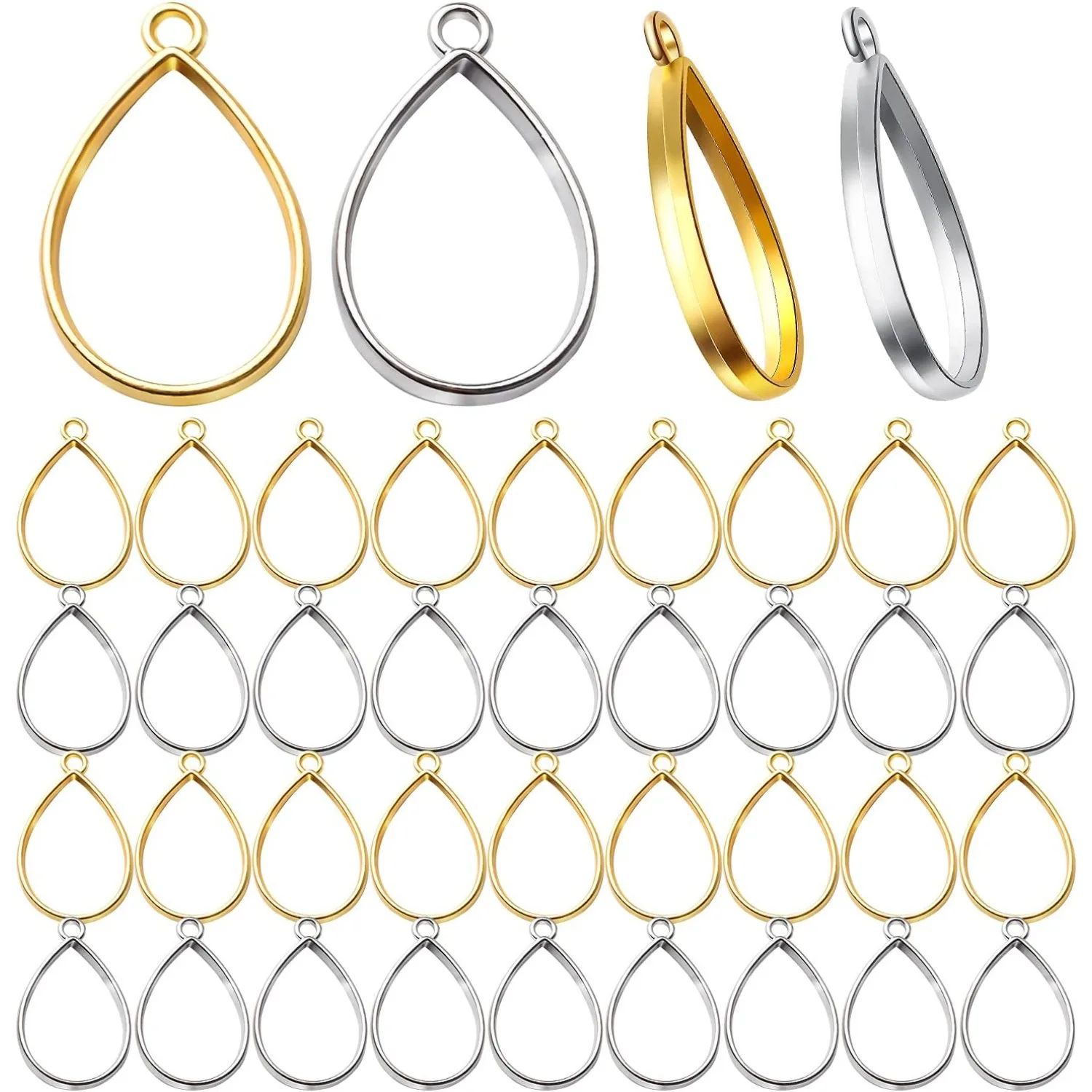 

Рамки для подвесок, 40 шт., полые рамки для подвесок в форме капли с открытой спиной для изготовления ювелирных изделий из смолы, изготовление прессованных цветов