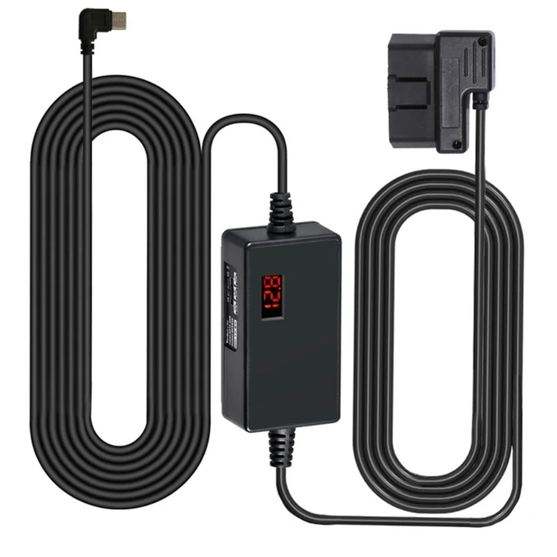 OBD Power Cable for Dashing Camera OBD to USB C/USB Adapter 12-24V to 5V 3A OBD