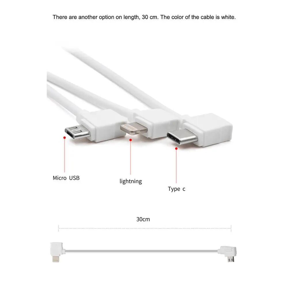 Micro IOS Type-C OTG Cable Remote Controller Data Cable Line 10CM 30CM For Hubsan Zino Drone RC Transmitter Accessories