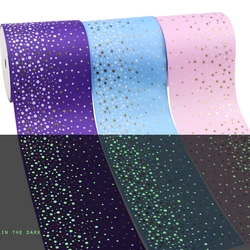 3'' 75mm Popular Fashion Gradient Rainbow Fluorescent Ink Polka Dots Printed Grosgrain Ribbon Noctilucent Hair Bow