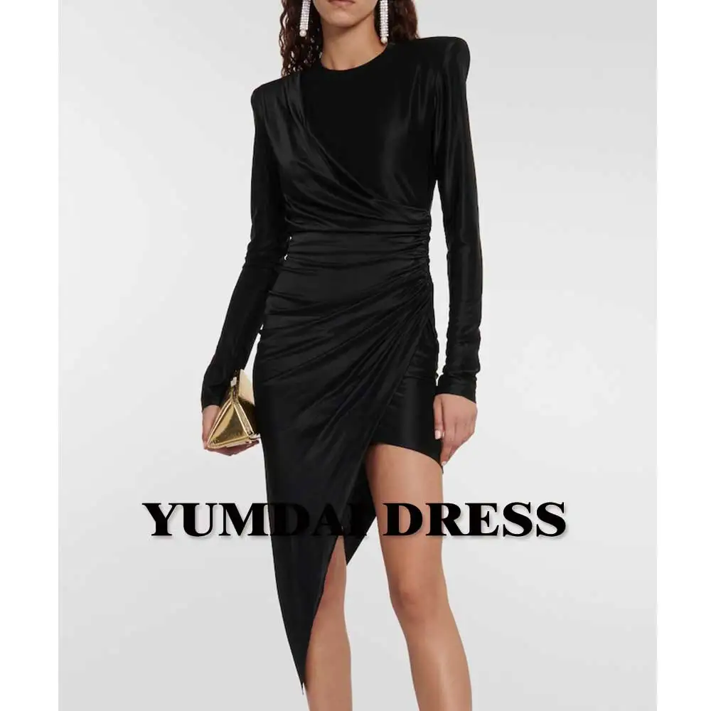 

YUMDI Black Ball Dress Sexy Booty Wrap Cocktail Dress Happy Salon Asymmetrical Mini Skirt Sparkly Taffeta Material Skinny Gown