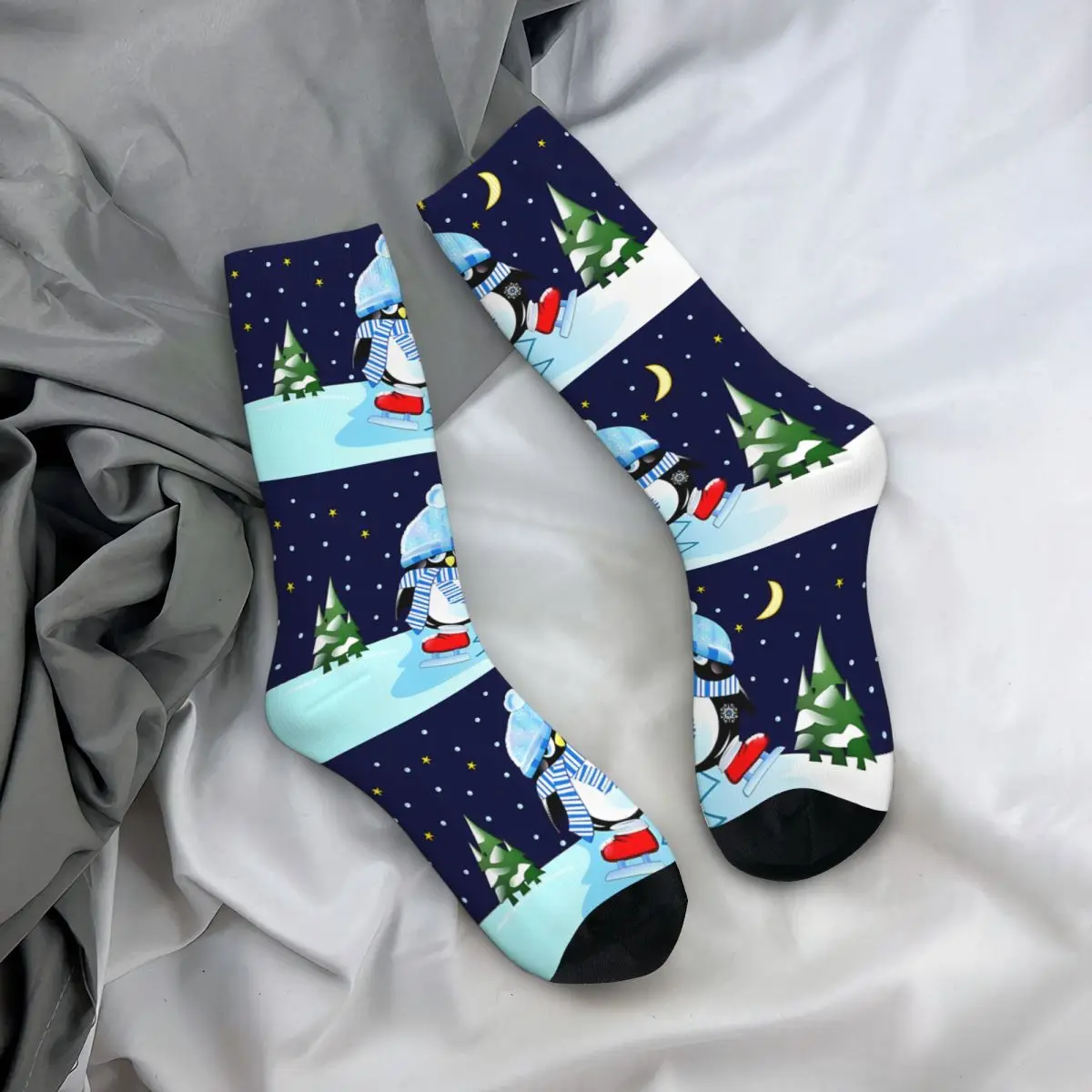 Calcetines de pingüino de patinaje para hombre y mujer, medias a prueba de viento, regalo de primavera, verano, otoño e invierno, novedad