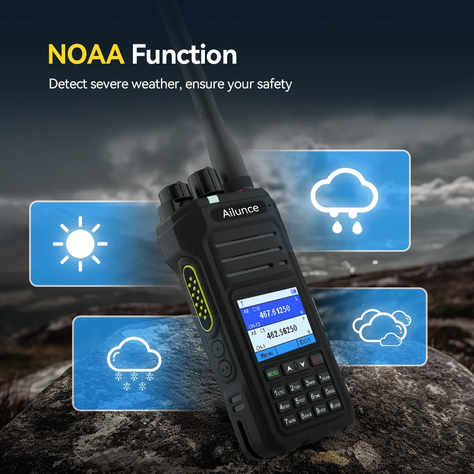 Retevis Ailunce HA1G GMRS Handfunkgerät mit Kabel, IP67 wasserdicht, NOAA Wetterwarnung, 2800mAh Akku, Repeater-Funktion – Detail 6