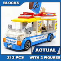 212pcs City Great Vehicles Ice Cream Truck Skateboarder Cones Popsicles 11528 Model Building Blocks Toys Compatible With Model