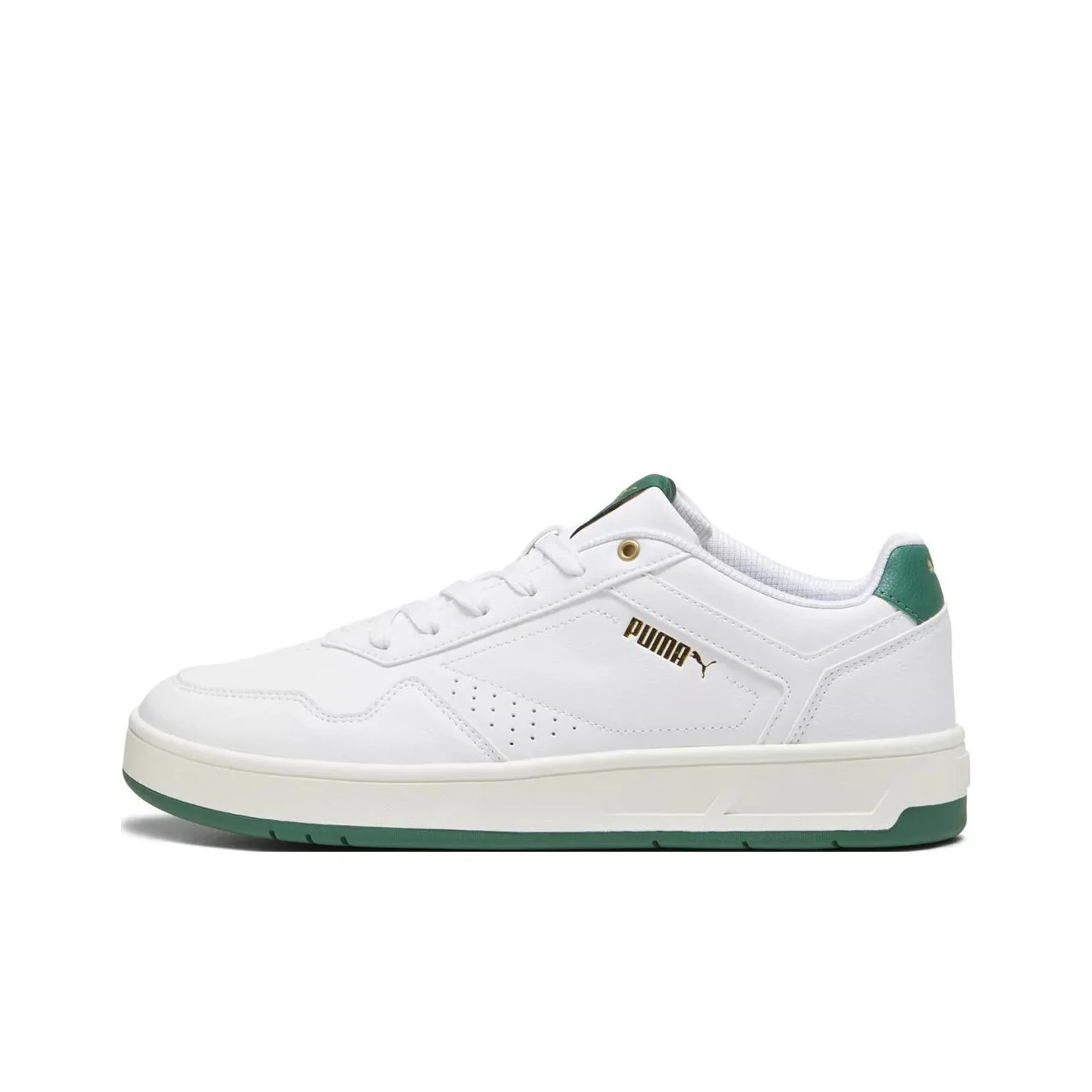PUMA Court Classic Comfortable Low top Skateboard Shoes Unisex White Green 395018-03