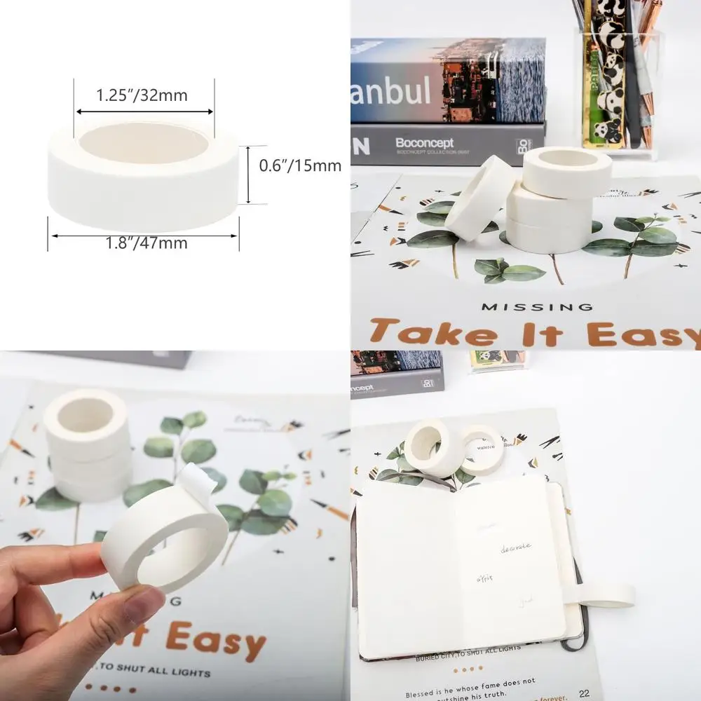 

Pastel Washi Tape Solid White Washi Tapes 0.6" x32 t. Decorative Crat Masking Sel-Adhesive Tapes or Packaging Decor (White)