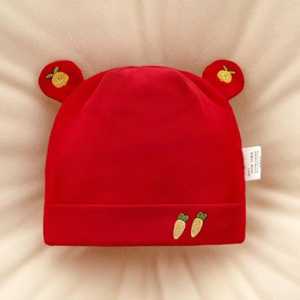 Newborn Hats Cotton Red Color Christmas Baby Caps For Boys Girls Spring Autumn Winter 0-3 Months Baby Bonnet New Arrival