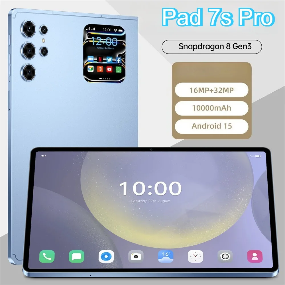 

New Original Pad 7s Pro Tablet 10.1HD Global Version Android 5G Dual SIM 22GB+2TB Tab PC 10000mAh Tablets For Children Kids Tab