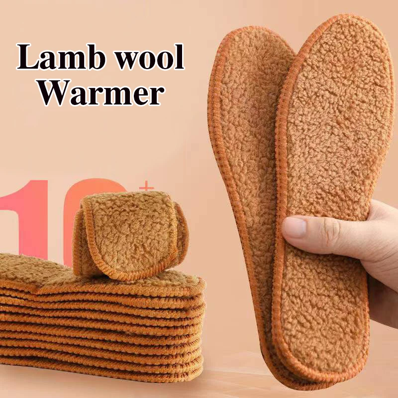 Winter Alpaca Wool Insoles Soft Plush Warm Thicken Foot Thermal Shoe Insole For Women Men Breathable Snow Boots Shoes Heat Pads