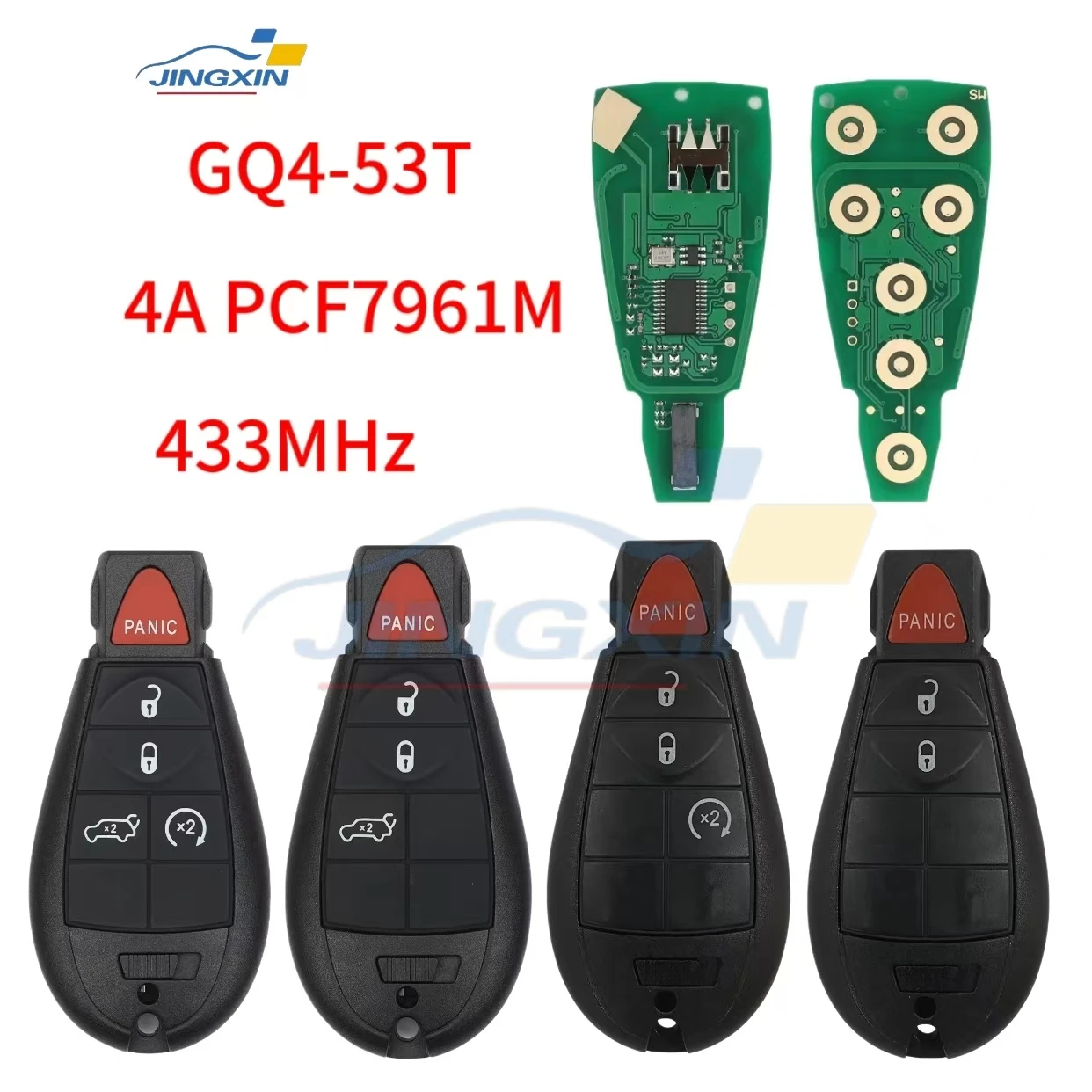 JING XIN GQ4-53T Remote Car Key 433MHz PCF7961M 4A Chip For Jeep Cherokee Sport KL 2014 2015 2016 2017 2018 2019 Fob Car key