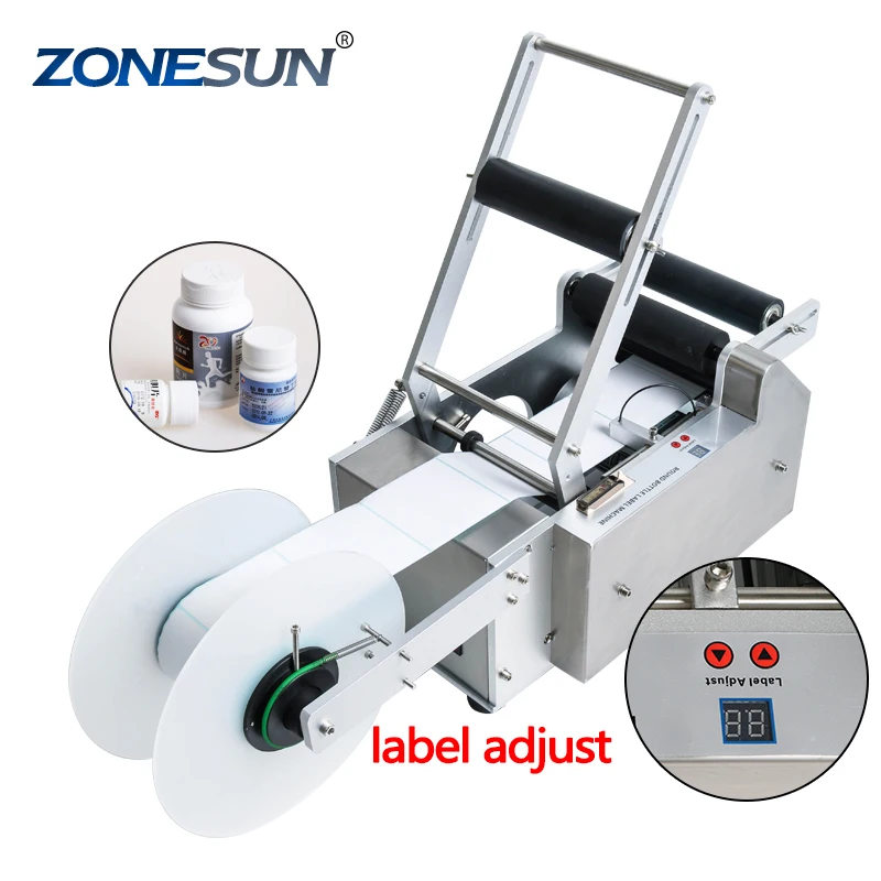 ZONESUN Semi Automatic Handle TB-50 Round Plastic Water Wine Beer Can Tube Bottle Labeling Machine