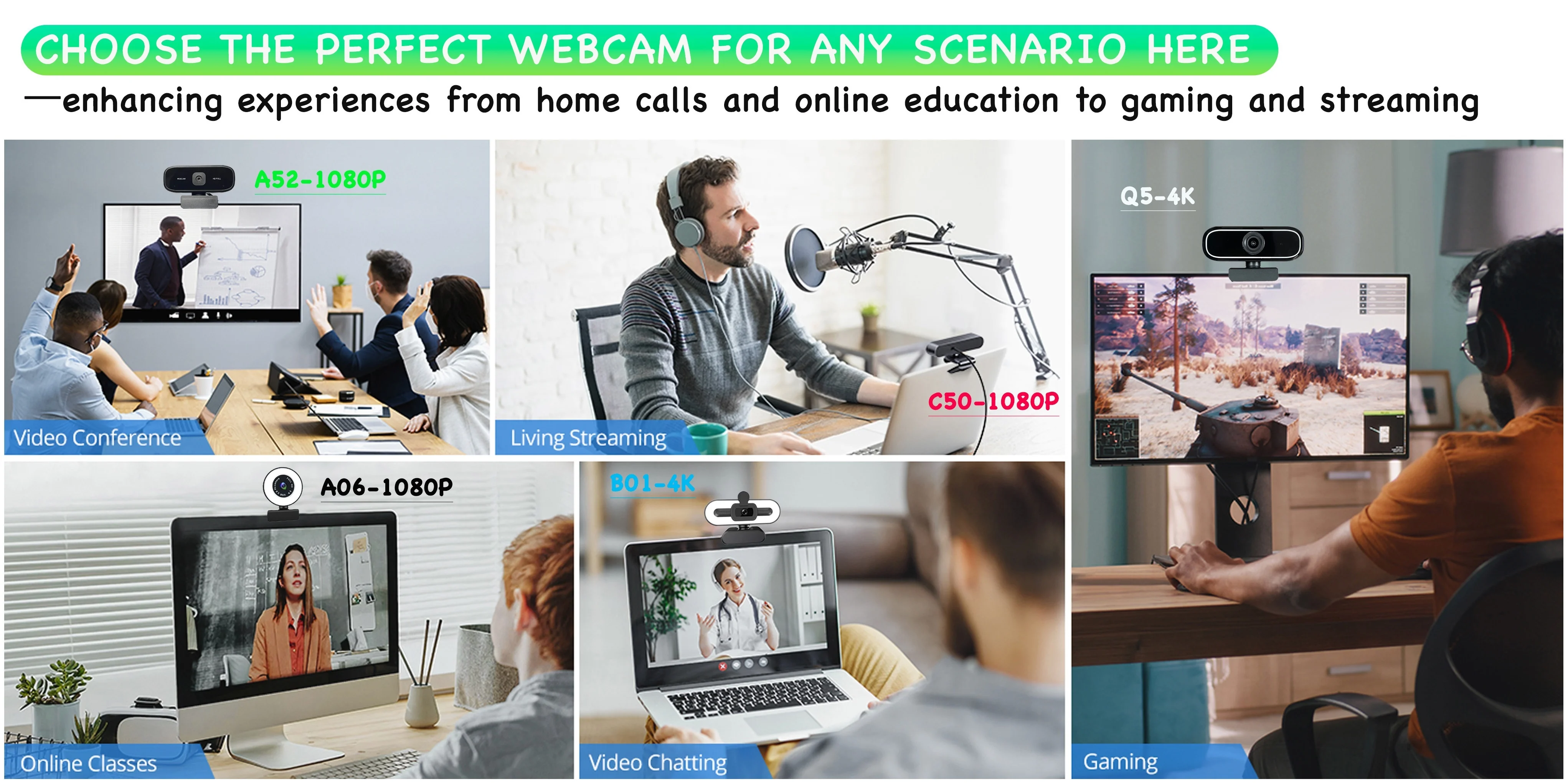 EXHQDR UHD 4K USB Webcam, New Upgraded Model with 120° Wide-Angle Lens and Manual Focus. This Plug-and-Play Computer Peripheral