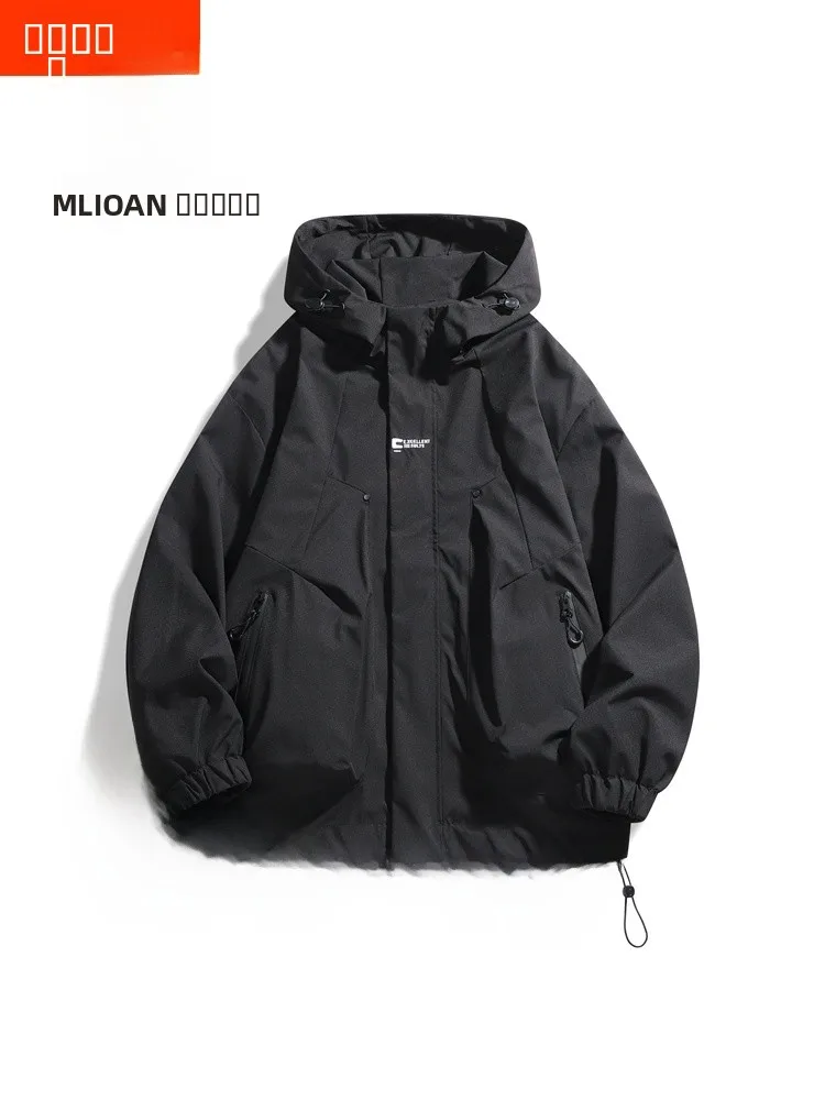 

New 2025 Men's Jaet Casual Sle Polyester Fabric Workwear Coat Autumn Spring Trendy Brand Climbing Suit ort Zipper Coat