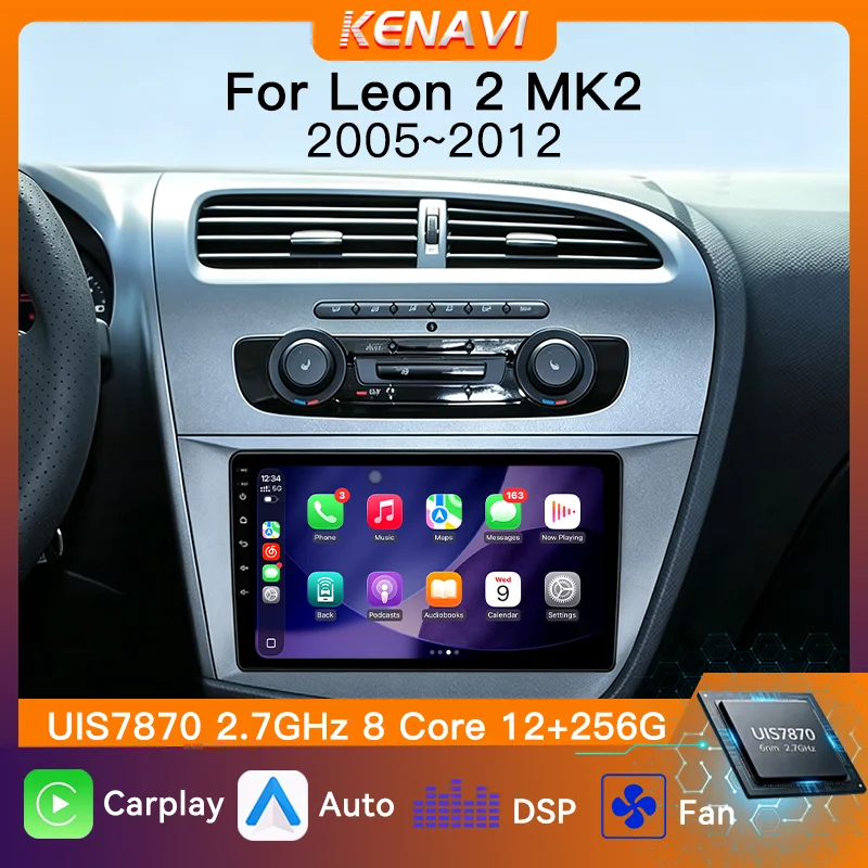 UIS7870 Car Stereo Radio Wireless Carplay Android Auto For Seat Leon 2 MK2 2005‑2012 GPS Multimedia Player AM FM RDS Head Unit