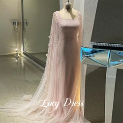 Lucy Pink Three-dimensional Butterfly Fabric Eid Al-fitr Grace Evening Dress Ball Gown Formal Female Dresses Long Customized