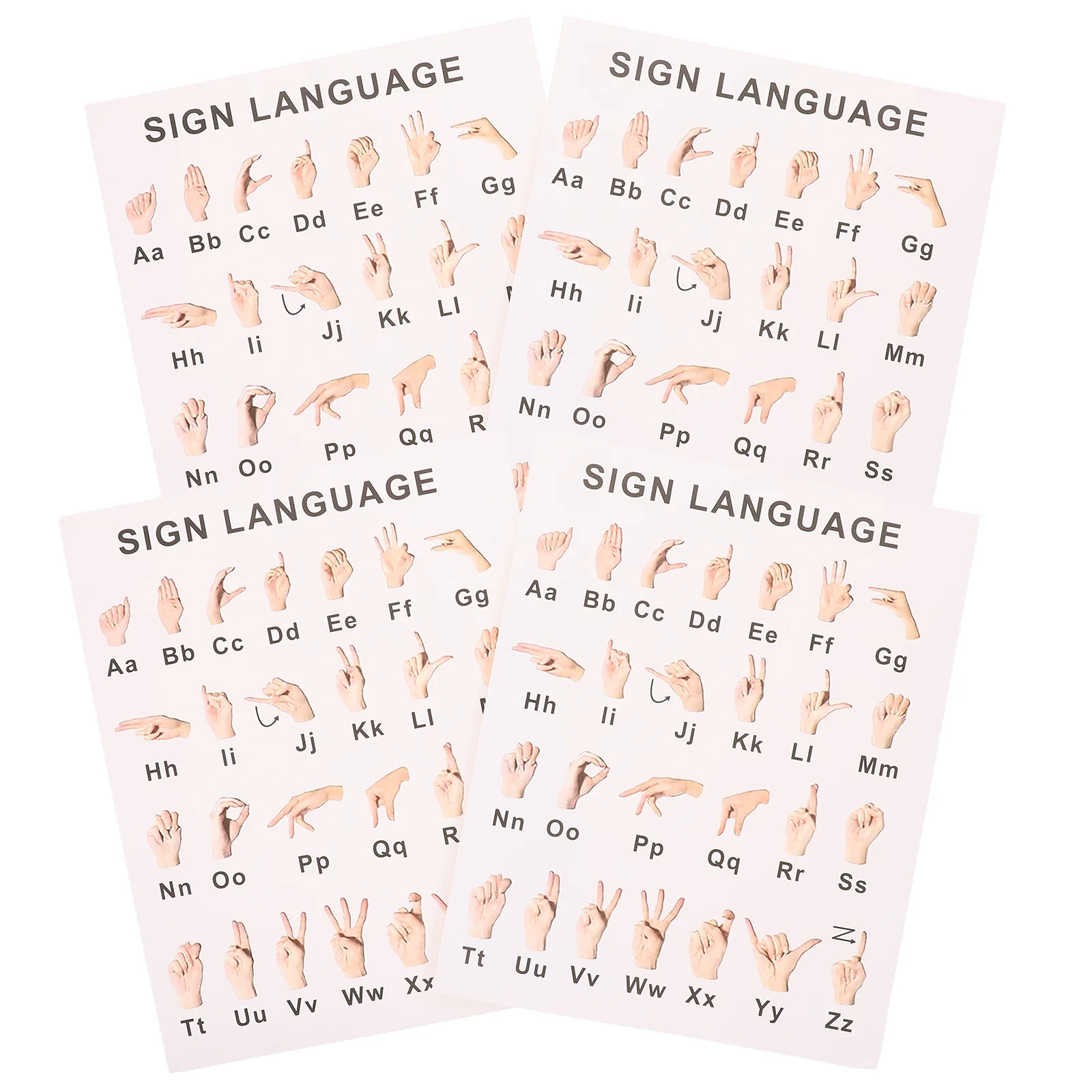 8 Sheets Poster Gesture Hanging Posters Numbers Chart for Kids Alphabet Paper Decal Child