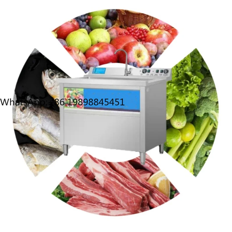 

Bubble and Ultrasonic Fruit Vegetable Clean Herb Seaweed Leaf Aloe Vera Washer with Ozone Function for Restaurant Use Commercial