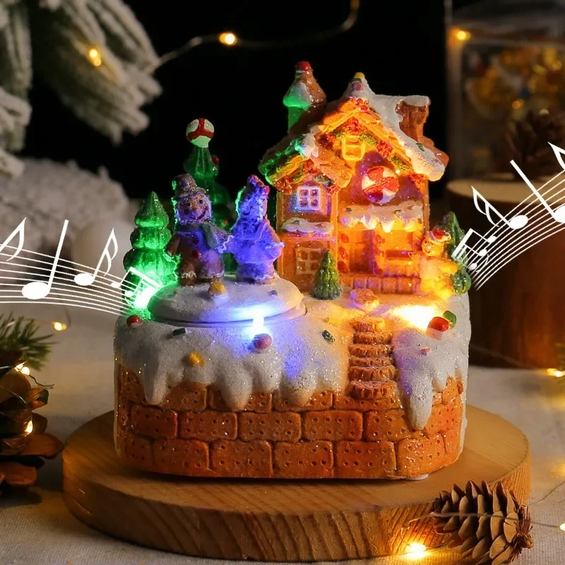 Gingerbread Man Rotating Musical Christmas Ornament, Holiday Tabletop Decoration Indoor Home Display Decor