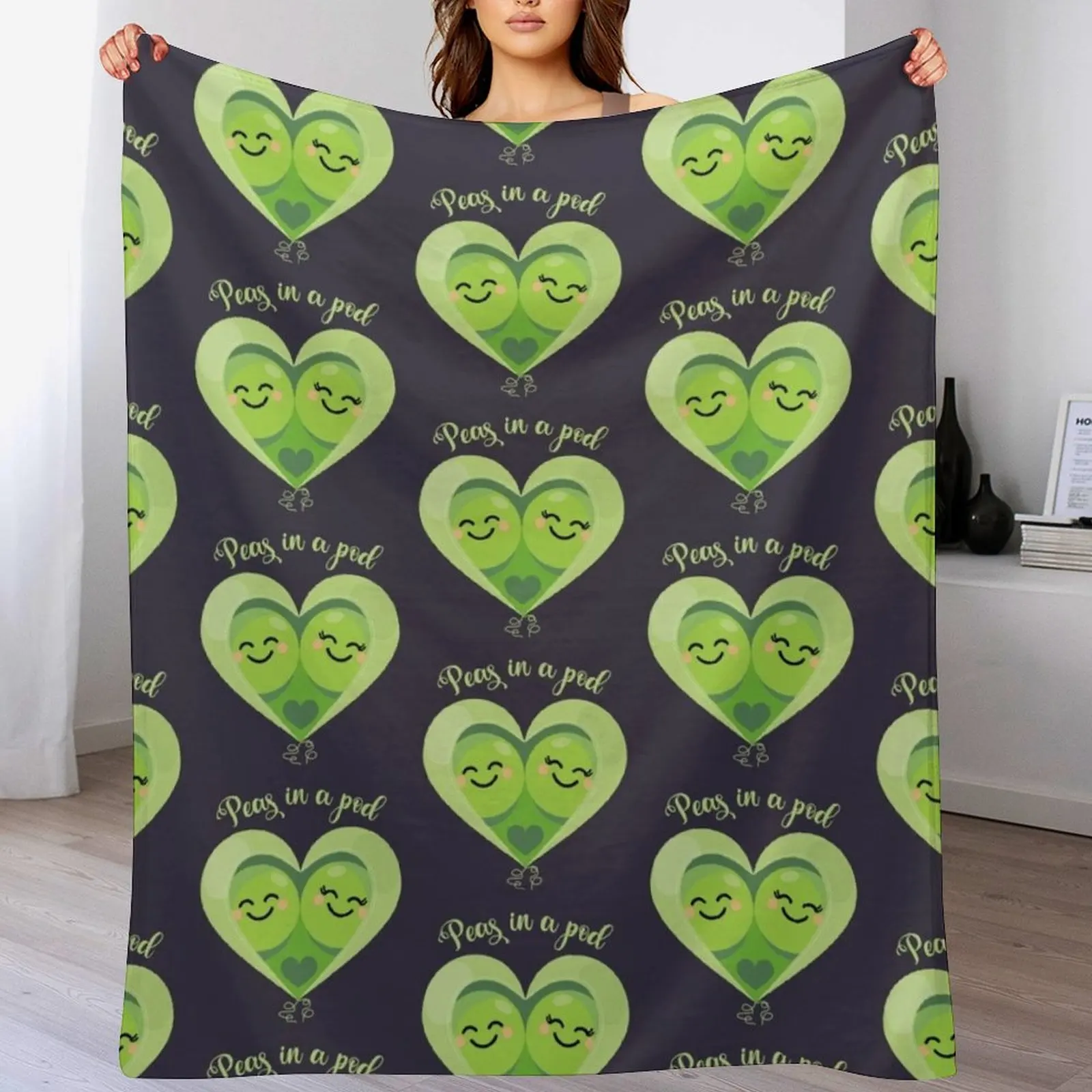 Peas in a Pod (Heart) Navy Throw Blanket Luxury Brand Luxury St Blankets For Baby Beautifuls Blankets