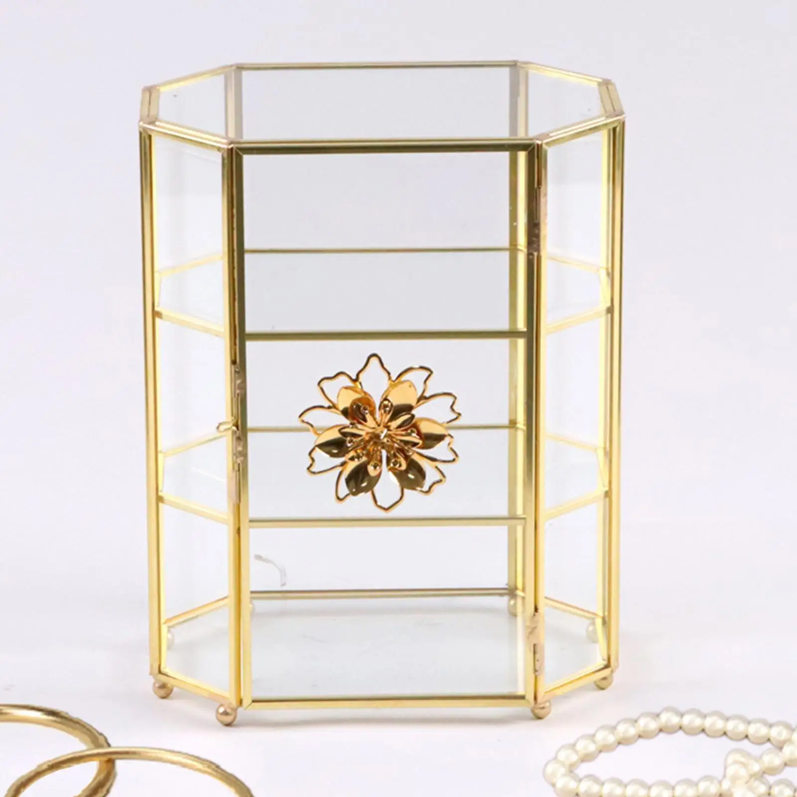 

Glass Jewelry Storage Box Jewelry Organizer Dressing Table 3 Tier Clear Makeup Storage Case Display Display Box for Cufflinks