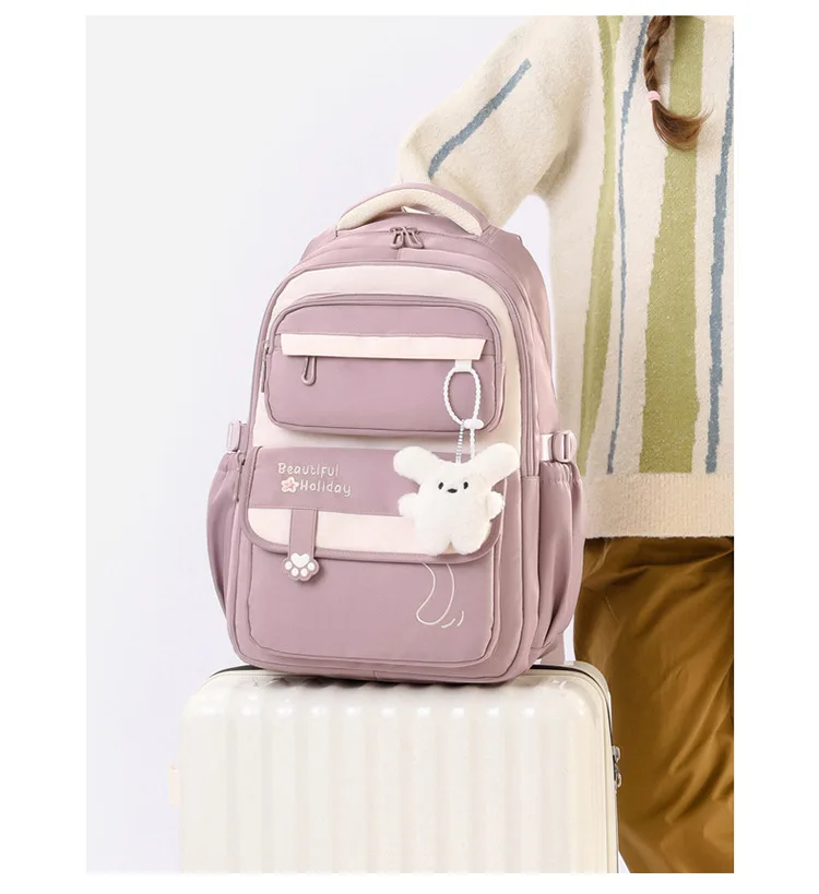 Middle School Backpack for Girls Large Capacity Bookbag Lightweight Fashion Student Backpack Simple Modern School Bags for Teens