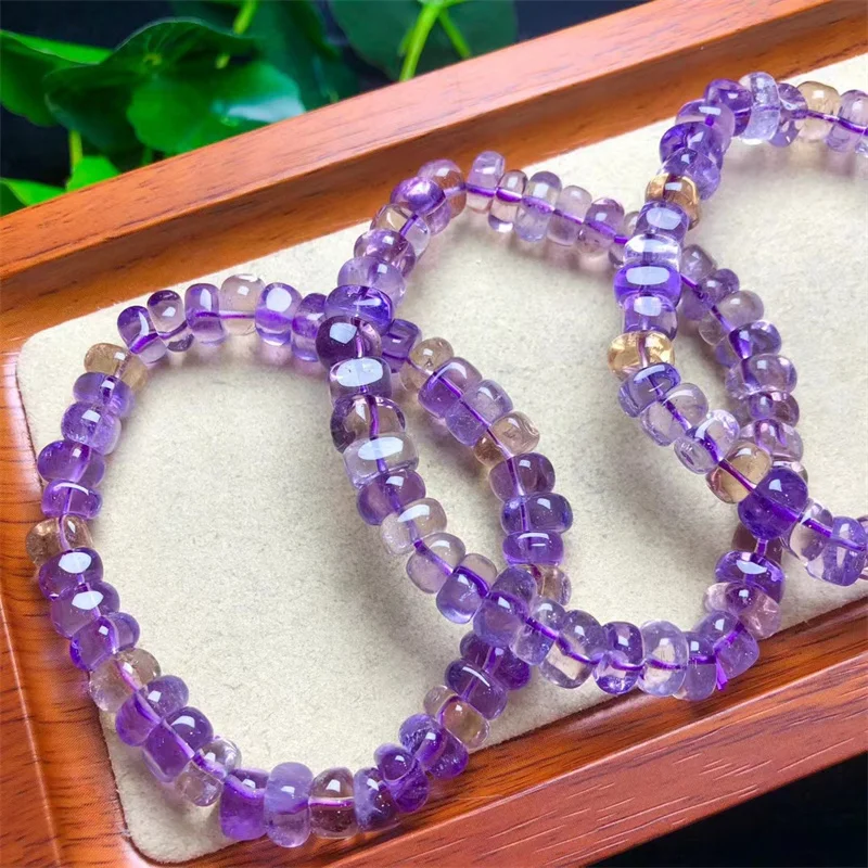 Natural Ametrine Bracelet Crystal Healing Energy Fengshui Jewelry LoversGift Holiday Gifts For Women 1pcs 4x8mm