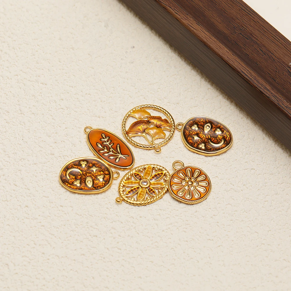 5pcs 304 Stainless Steel Enamel Leaf Flower Charms for DIY Women Jewelry Making Necklace Pendants Earrings Bracelet Accessories - view 5