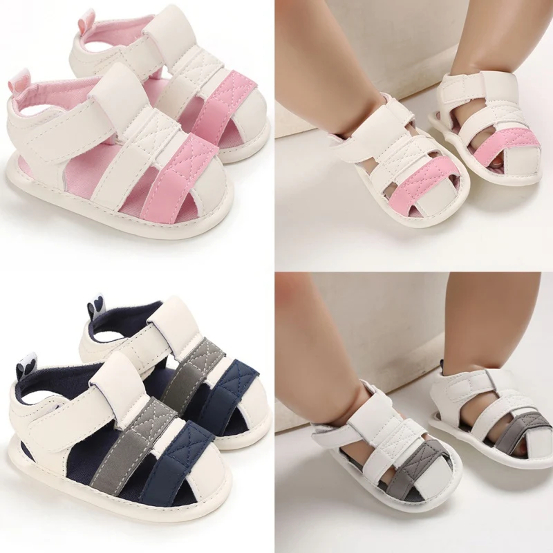 

0-18M Summer Newborn Baby Sandals Comfortable Soft Soles Non-slip Toddler Flats Shoes Crib First Walkers Baptism Walking Shoes