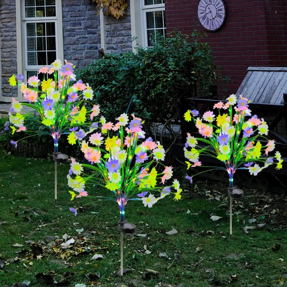Solar Daisy Flower Stake Lights, Realistic Floral LED Ground Lamp for Outdoor Lawn, Yard, Garden Pathway Landscape Decorations