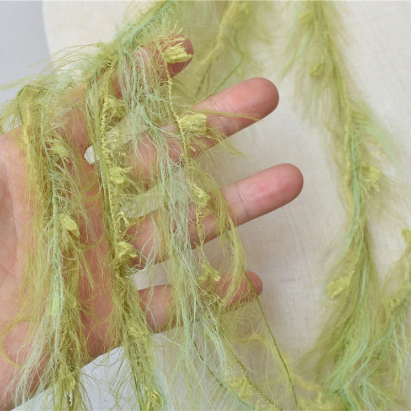 Green Plush Fringe Lace Accessories Creative Cotton Thread Wool Blend Wedding Decoration Renovation Design Clothing Fabric