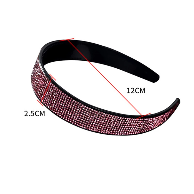 Women Elegant 2.5cm Rhinestones Hairband Lady Non-slip Hair Decorate Headband Toothed Hair Hoop Crystal Fashion Hair Accessories