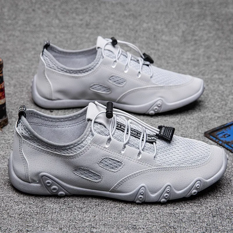 Men's new spring summer driving shoes net face flats shoes breathable trend men's slip on casua loafersl shoes M1019