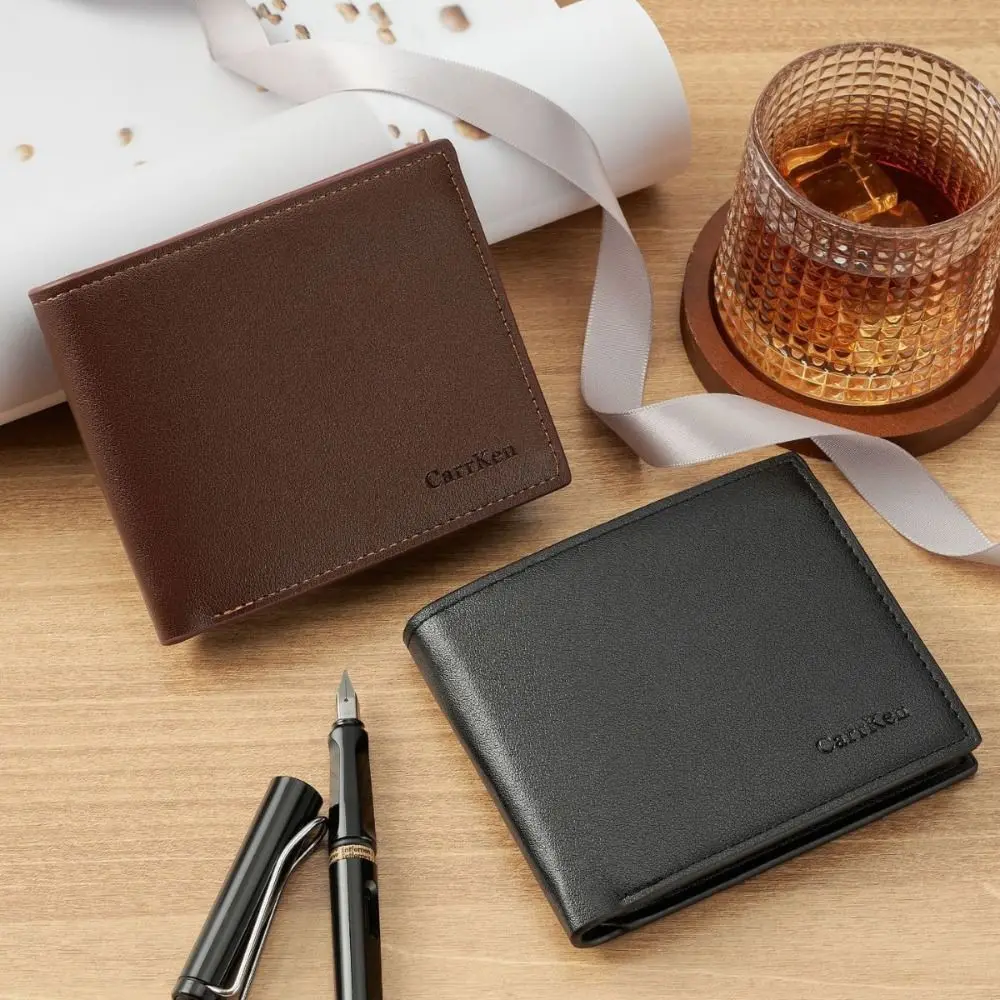 Portable Zipper Men's Short Wallet Pu Retro Male Coin Purse Multifunctional Lightweight Business Card Holder Gift