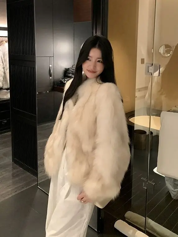 Fashion Women Winter Real Rabbit Fur Knitted Coat Female Casual Long Sleeve Genuine Fur Jacket Warm Thick Outwear Femme Wh134