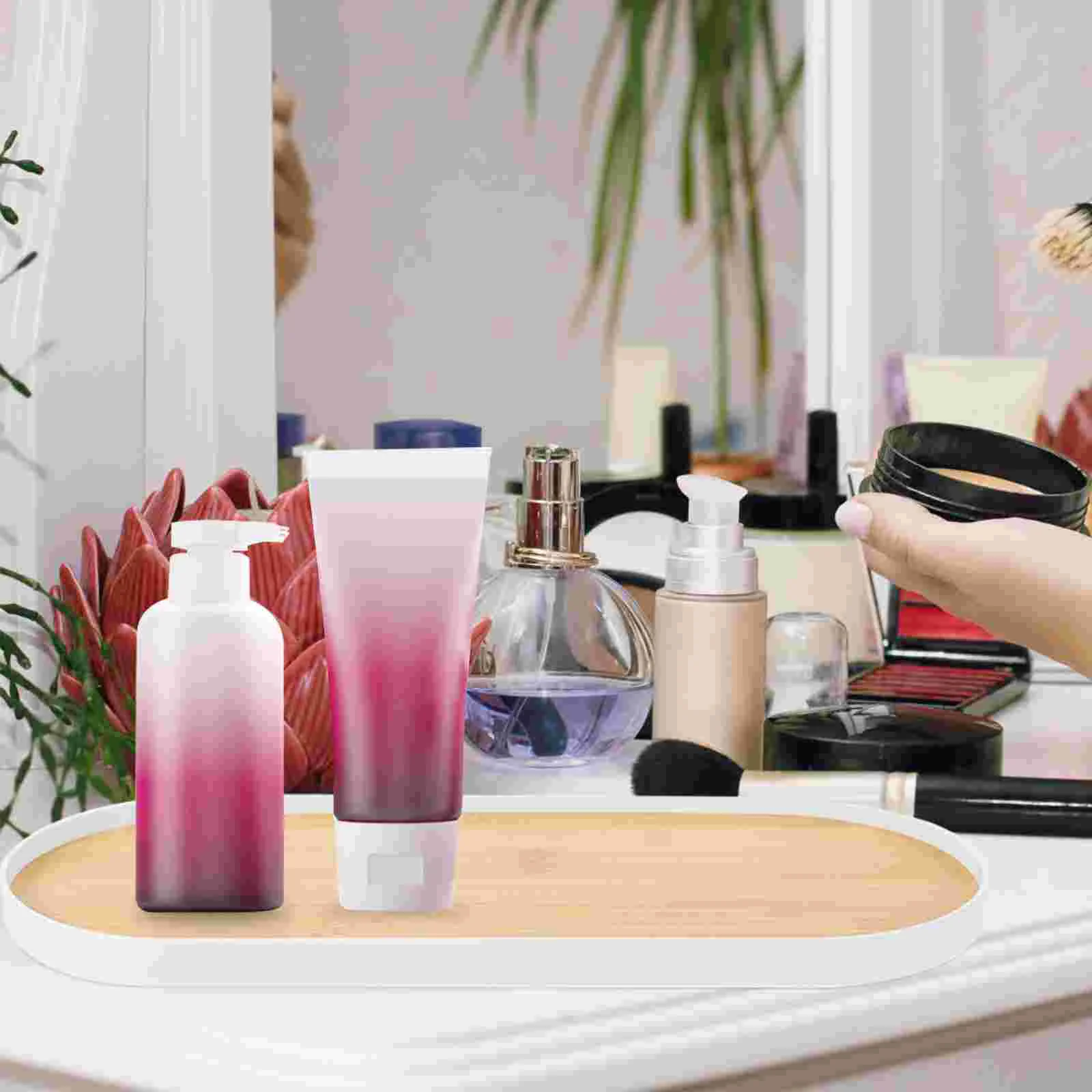

Sponge Holder for Kitchen Sink Oval Storage Tray Perfume Trays Dresser Rack Bamboo Ring Dish Plate