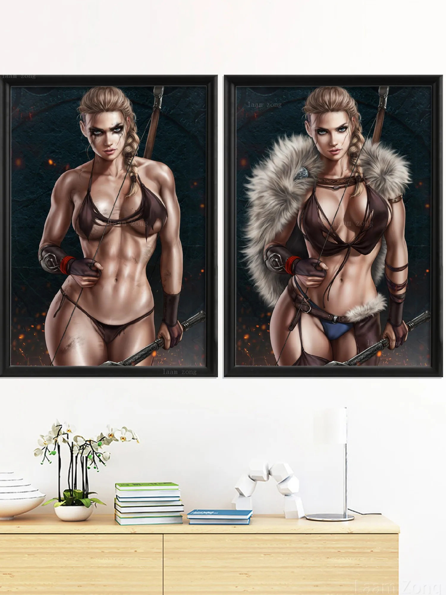 Kassandra Eivor Game Cartoon Anime Art-Poster Picture، فتاة عارية مثيرة، ديكور منزلي حريري، مطبوعات حائطية، ديكور مخصص #3