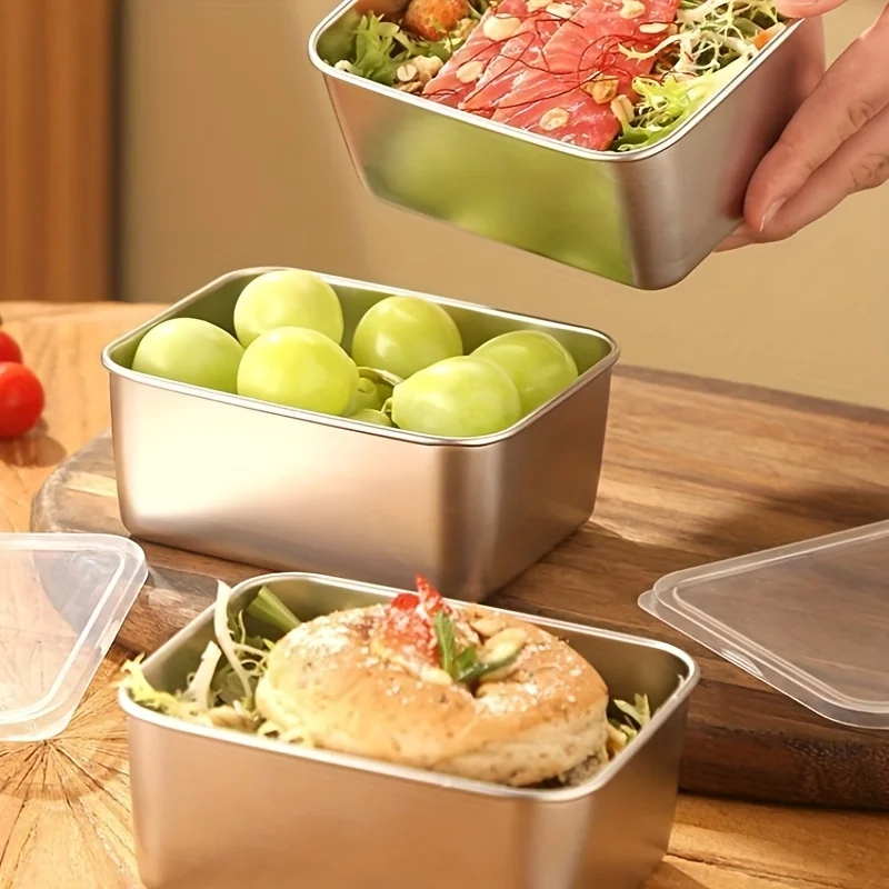 3/6 szt. Prostokątna pojemnik  – Food Storage Stainless Steel Containers recenzja i cena