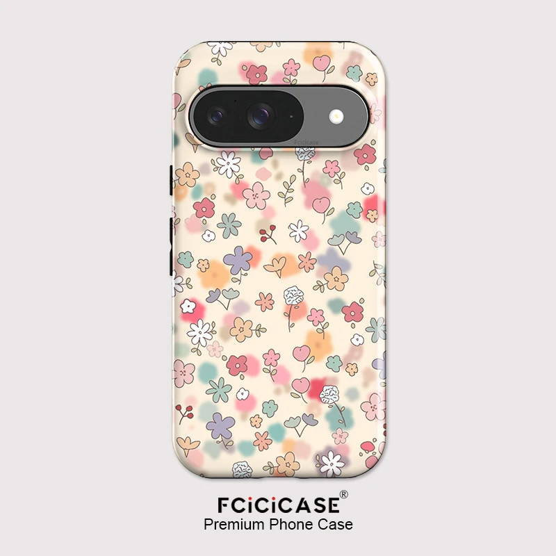 Fcicicase Dual Layer Matte Handyhülle für Google Pixel 10A 7A 8A 9 10 Pro XL 9 8 10 Pro Niedliche kleine Blumenmuster-Stoßfängerhülle