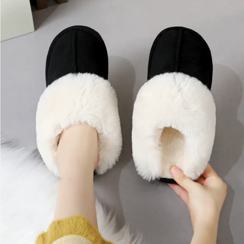2026 Winter plush anti-slip soft-soled cotton slippers women fashionable romantic comfortable warm romantic couple slippers