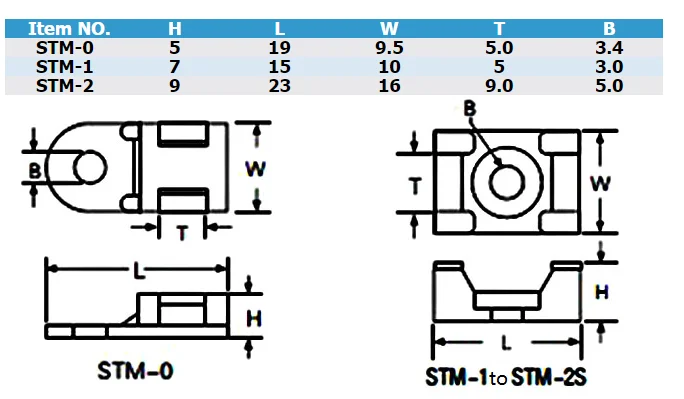 STM Type Wire Buddle Saddle Type Cable Tie Mounts Seat Fixed Seat Plastic Holder STM-0 STM-01 STM-1 STM-1S STM-2 STM-4