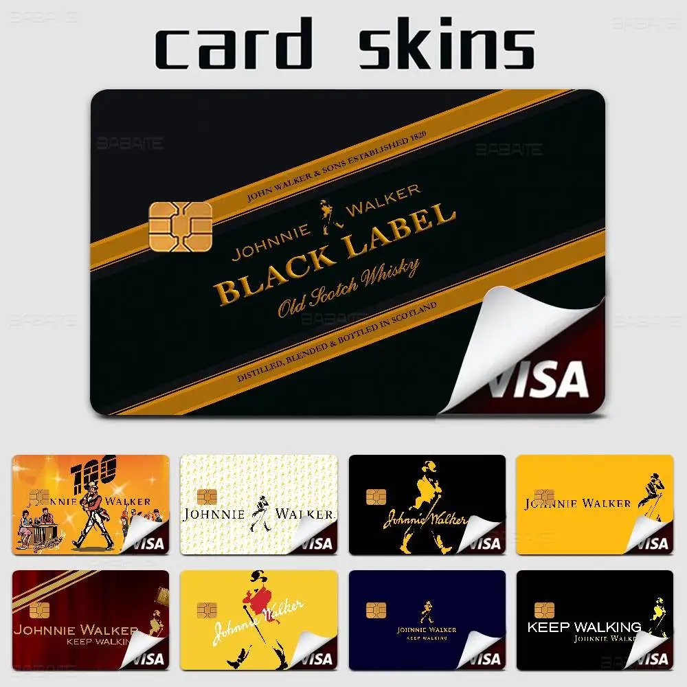Luxury J-JOHNNIE WALKER Beer 2024 Anime Cartoon Skin Stickers Film Tape Case for Big Credit Debit Card Front Side