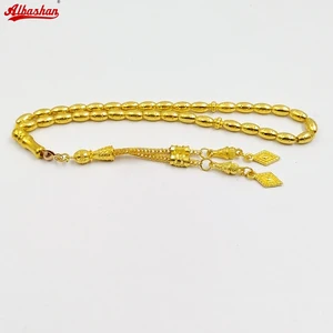 Tasbih Warna Emas Logam 4x7mm 33 Manik-manik Gelang Paryer Rosario Muslim Hadiah Islami Perhiasan Gaya Turki 10 tasbih muslim penjualan terbaik - №