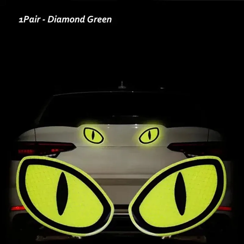 2pcs Car Reflective Stickers Night Driving Safety Tape Decal Strips for Auto Truck Motorcycle Cat Eye Decorative Warning Sticker