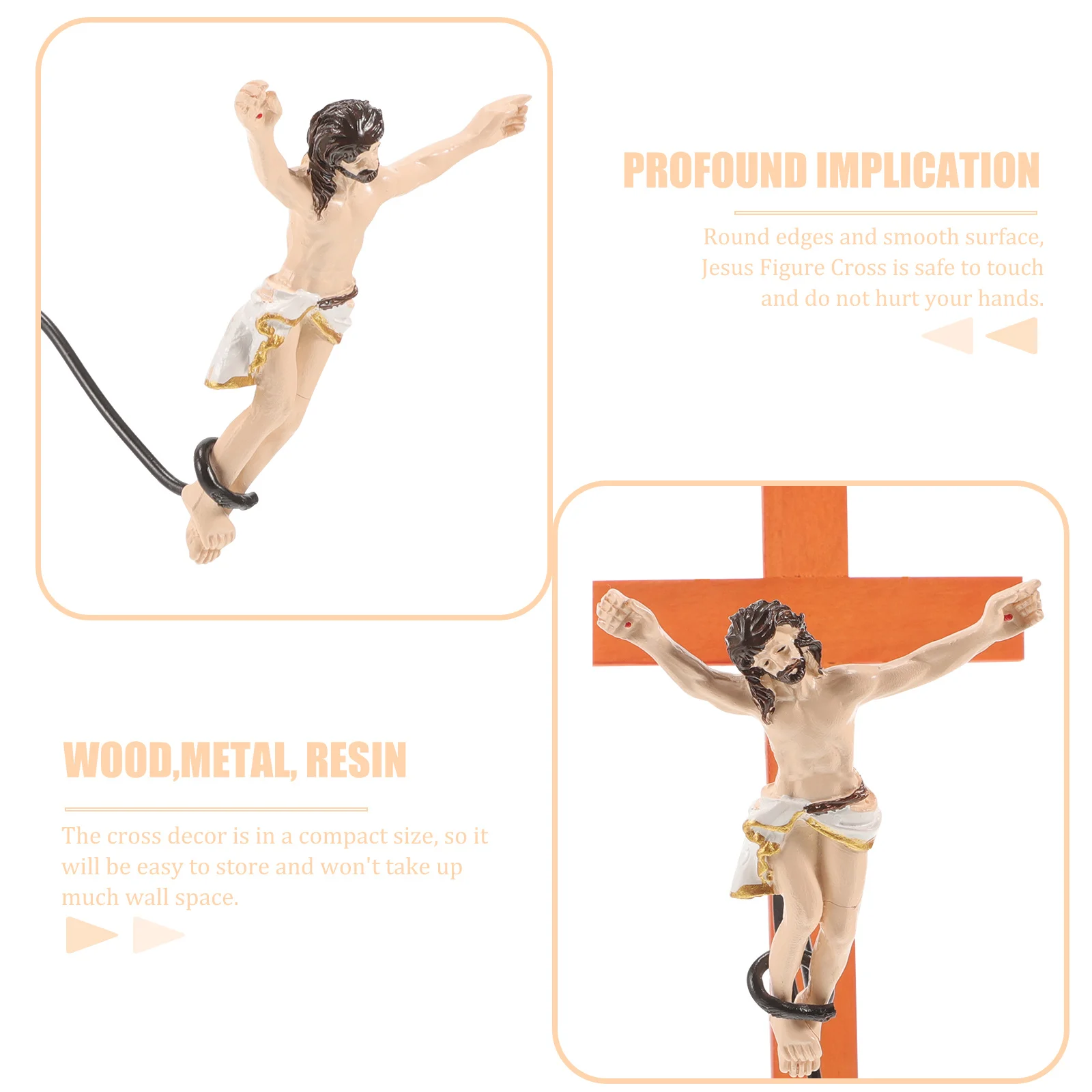 

Jesus Cross Wall Hanging Decor Catholic Christian Gift Round Edges Compact Size Home Adornment Crosses for Wall