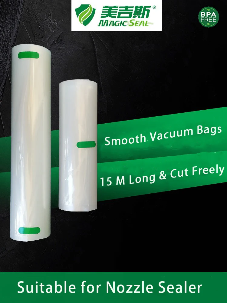 MAGIC SEAL Vacuum Sealer Bags for Food Smooth/Flat Packing Bags Sous Vide Storage for Fruit Vegetable 1500CM/Roll