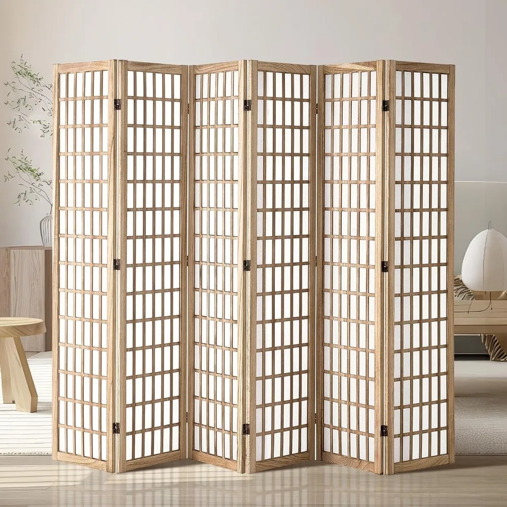 

Room Divider, 6 Panel Japanese Room Divider, Wood Folding Privacy Screen Indoor, Partition Dividers Portable Decoration Screens