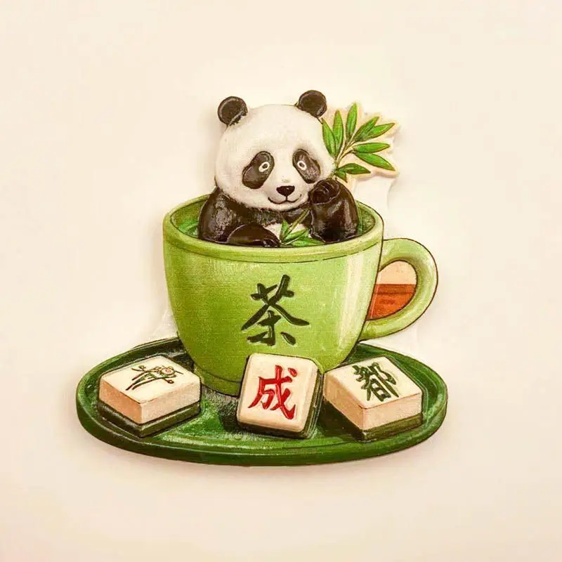 

Chengdu Panda Refrigerator Magnet Travel Souvenir Tea Cup Shape Creative Decoration Magnet Cute Animal