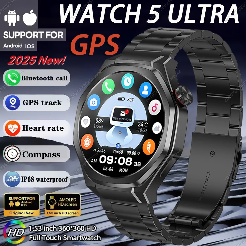 

Новинка 2024 года, умные часы для мужчин, AMOLED-экран, GPS-компас, монитор сердечного ритма, часы с Bluetooth-звонками, водонепроницаемые спортивные умные часы для женщин