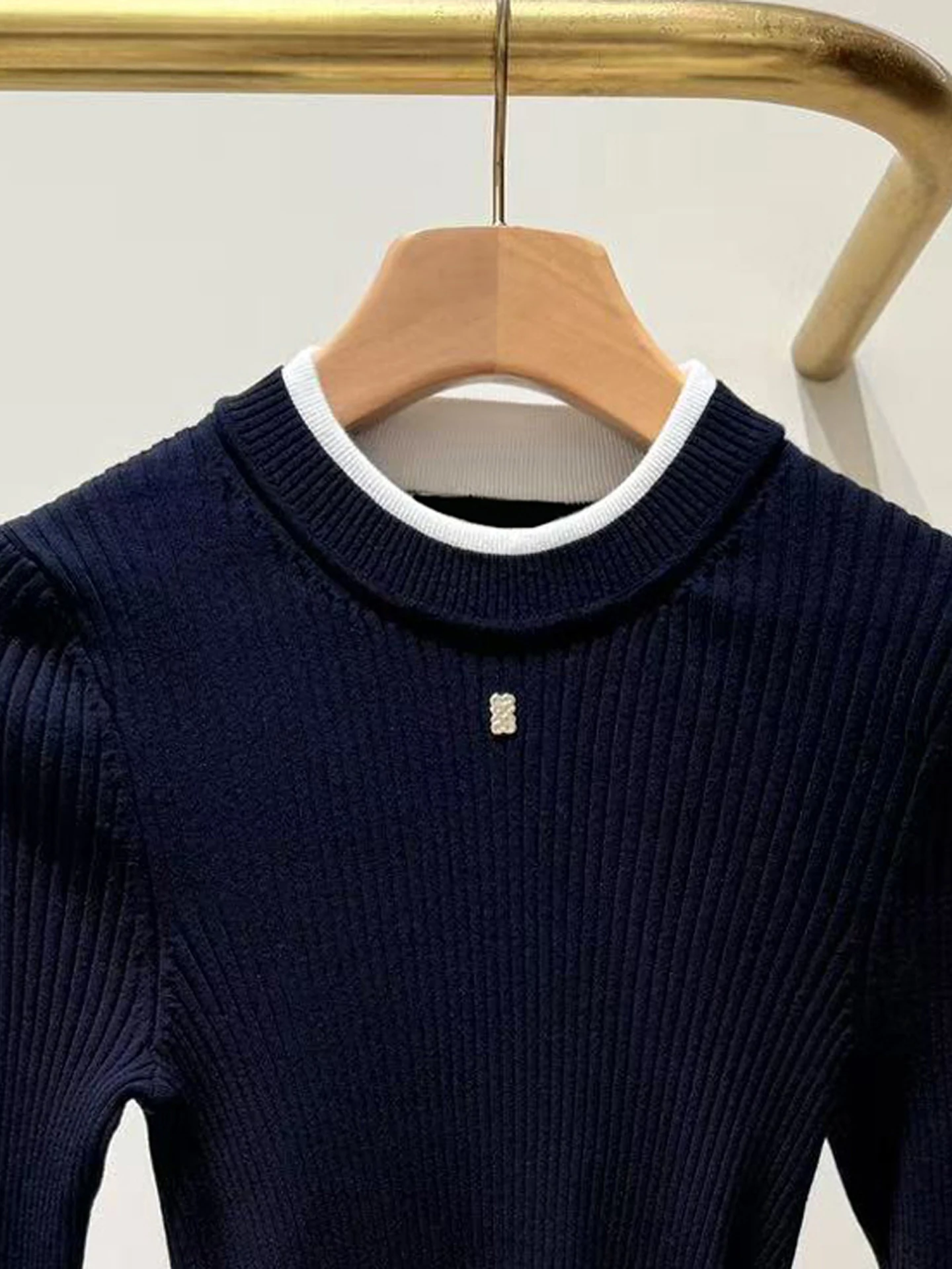 Top lavorato a maglia da donna casual versatile Simplici Sle Long Sve round Ne ort Lunghezza Set ort traspirante e delicato sulla pelle