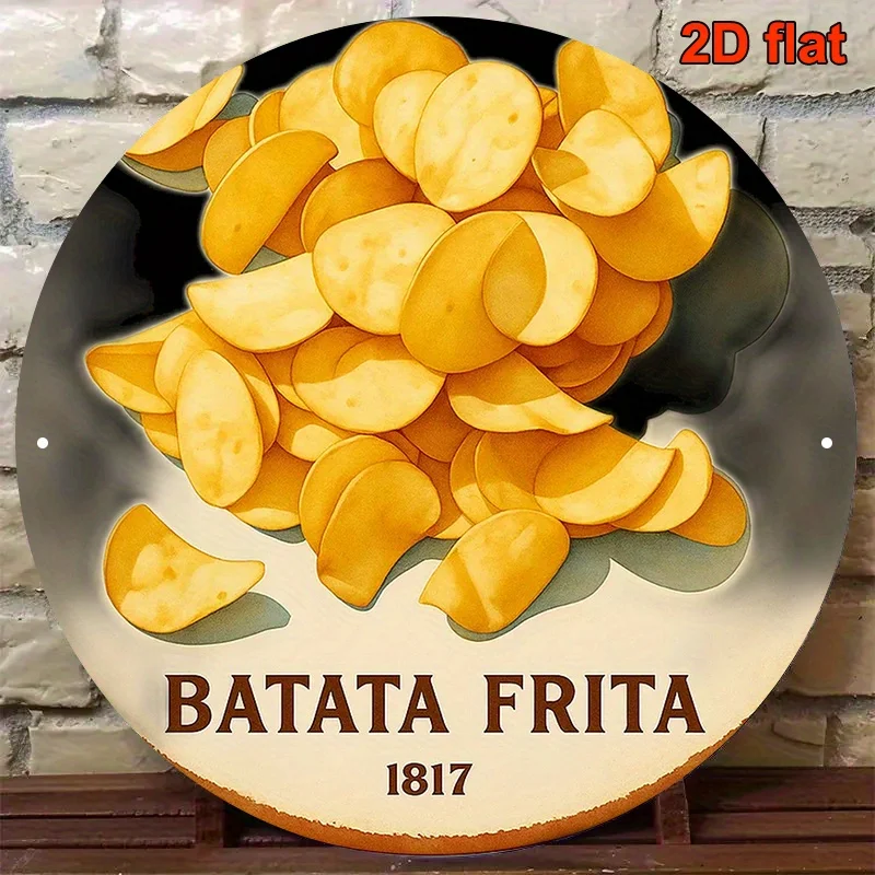 2D Flat Printed Metal Sign  And Features a Round Design. It Showcases